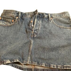Levi's Women's Icon Button Front Denim Skirt Blue Rinse Size 34